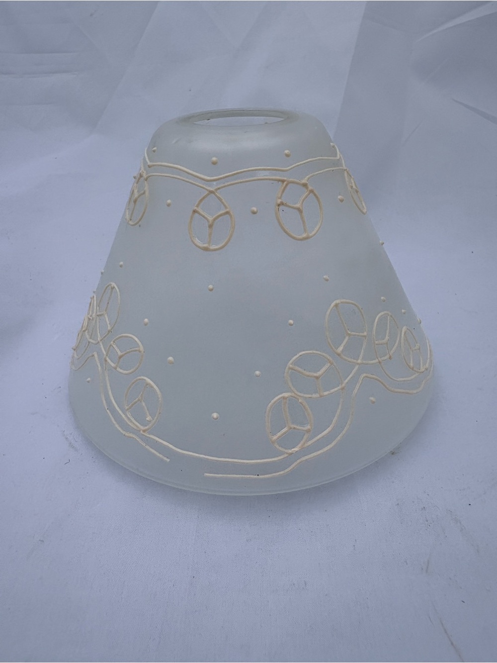 Frosted Glass Fairy Lamp Shade with Cream Decorative Trim